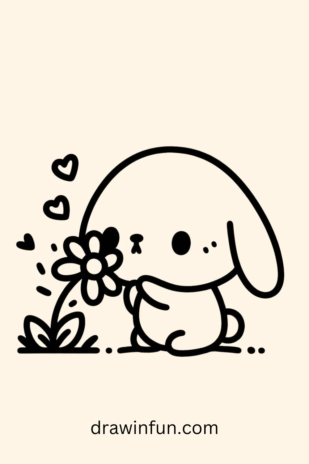 Bunny Sniffing a Flower easy drawing