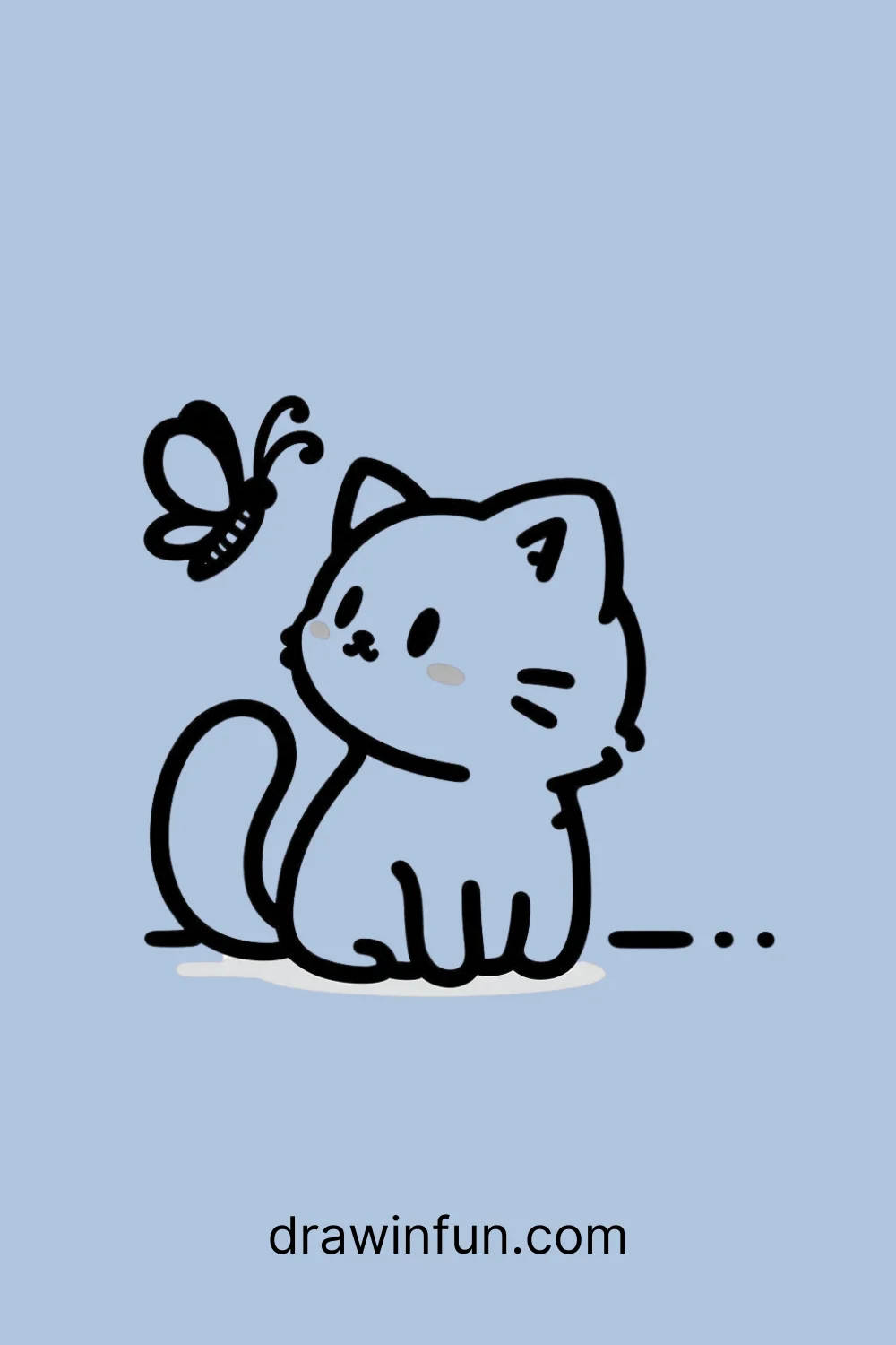 Cat with a Butterfly easy drawing