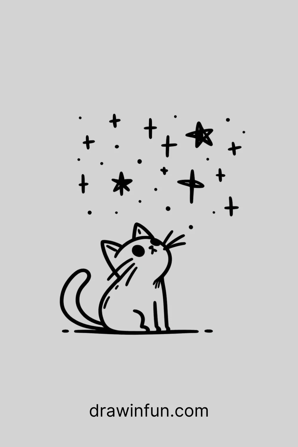 Cat with Stars easy drawing