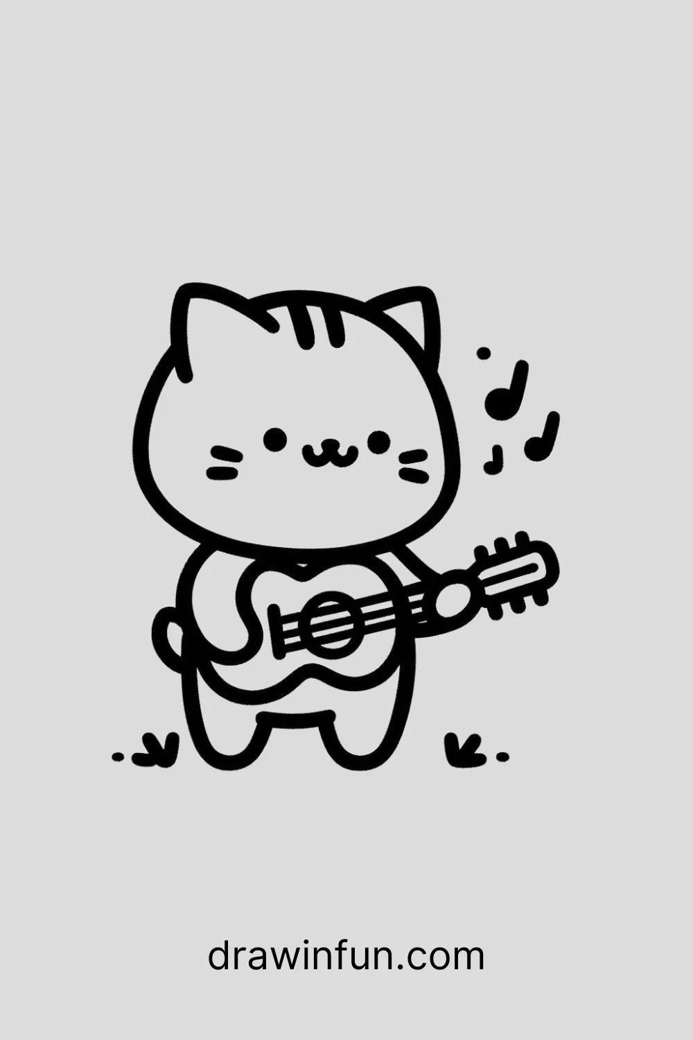 Cat with a Guitar easy drawing