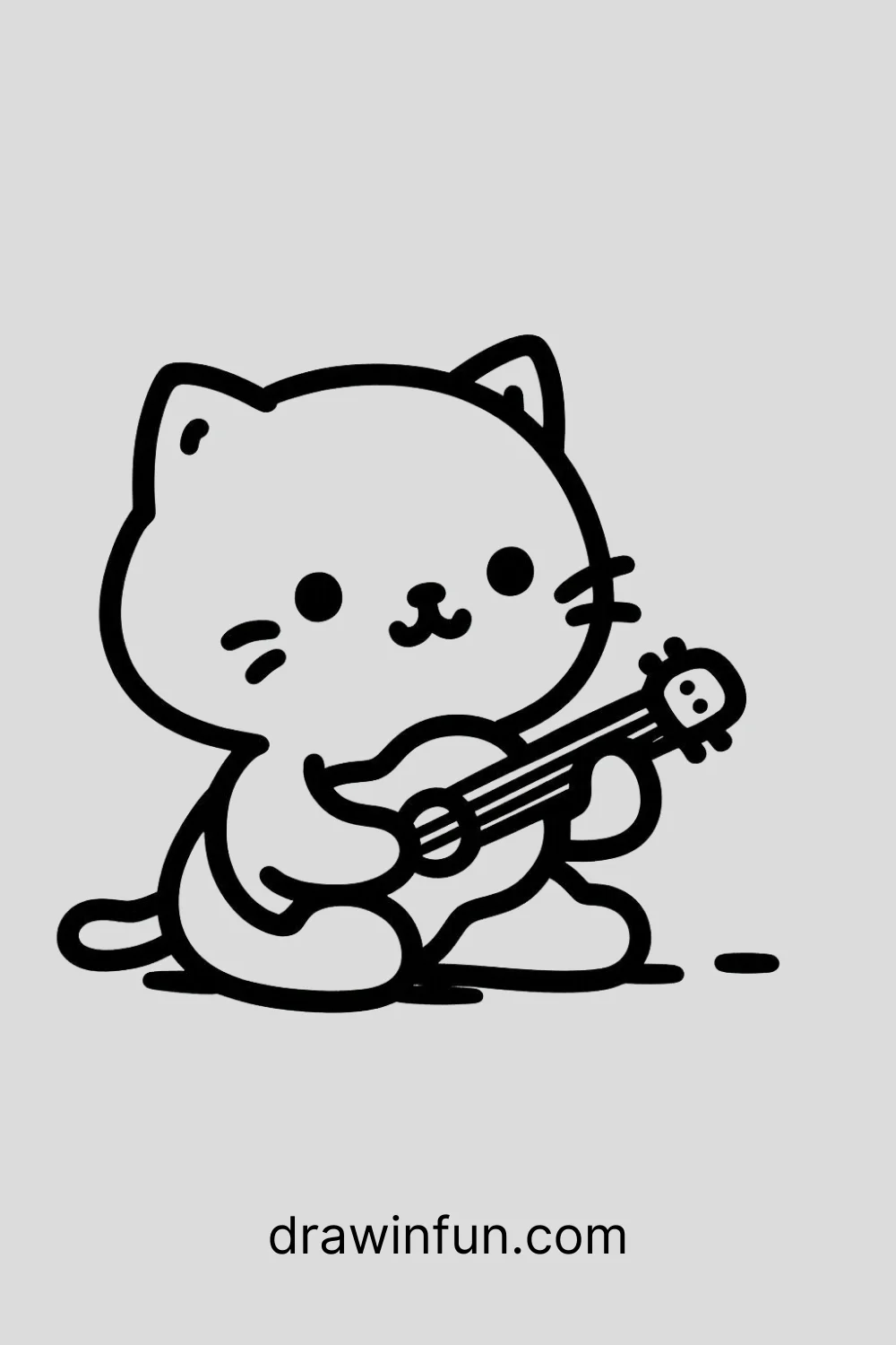 Cat with a Guitar easy drawing