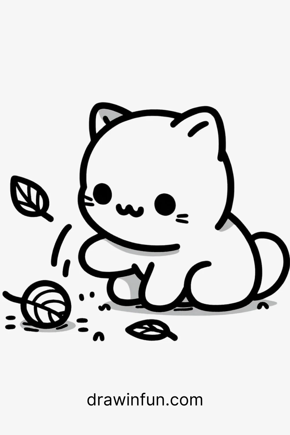 Cat with a Leaf easy drawing