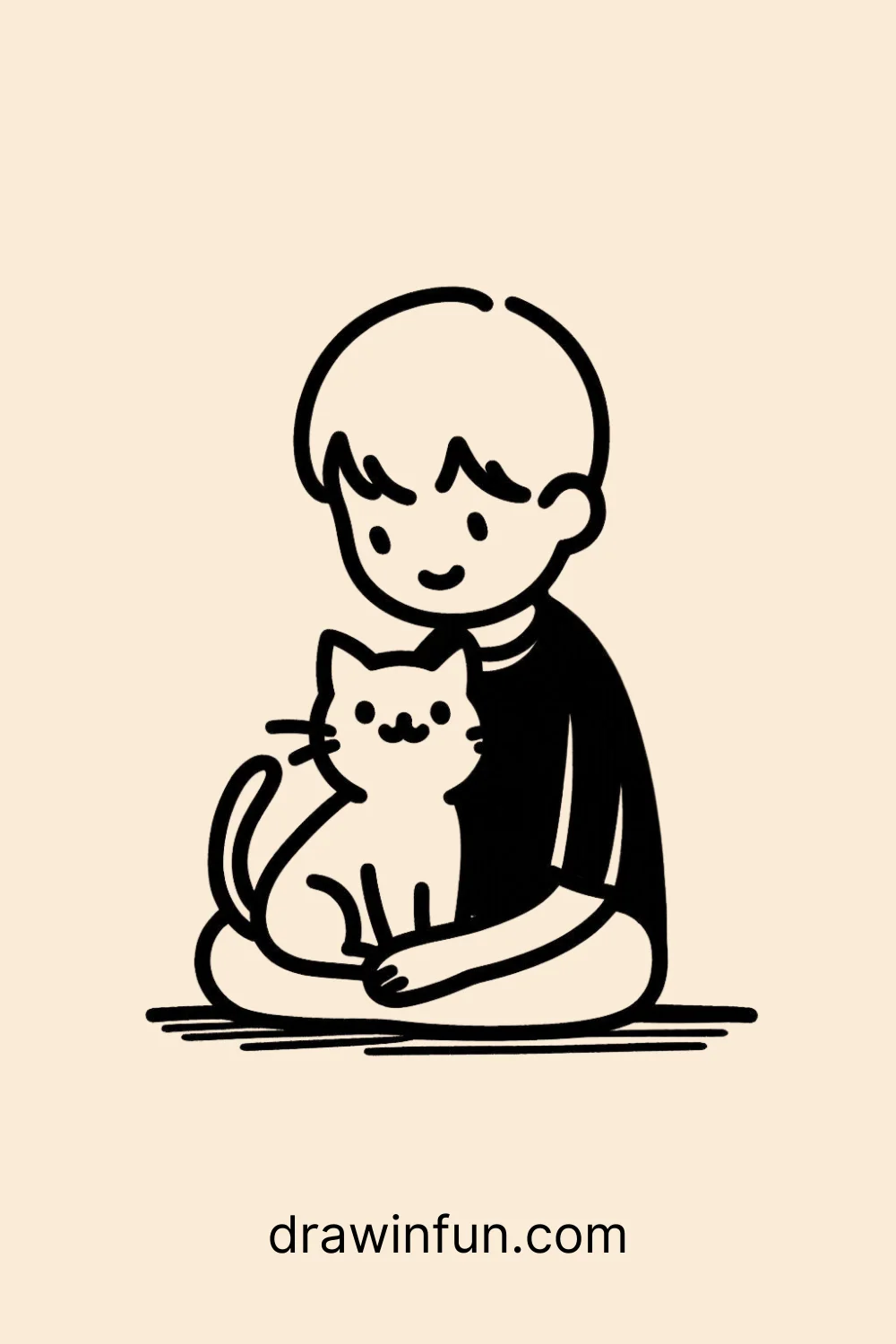 Cat with Owner easy drawing