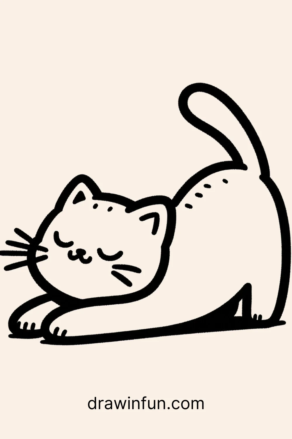 Stretching Cat easy drawing