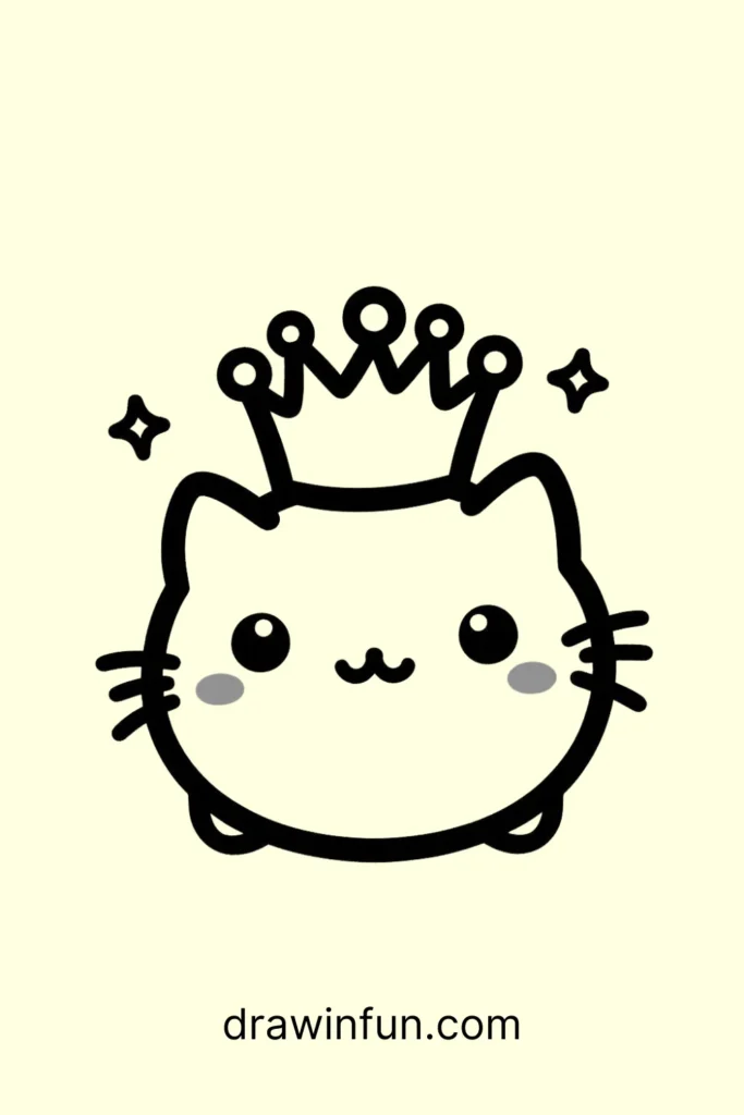 Cat with a Crown easy drawing