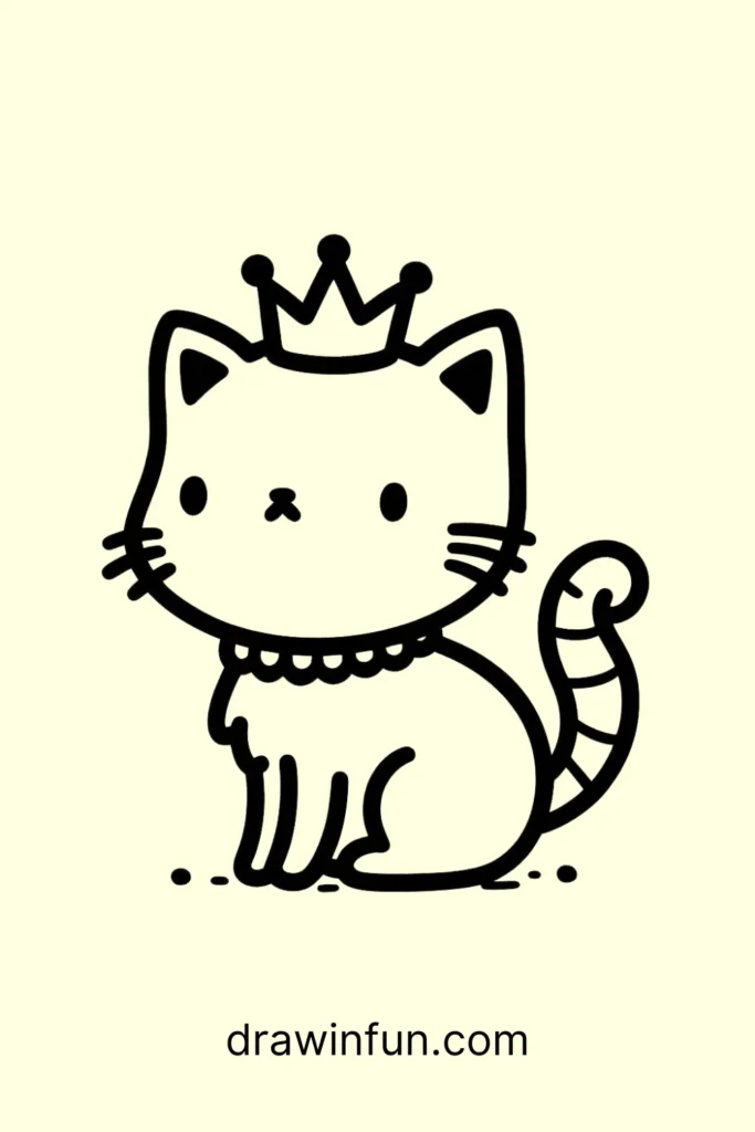 Cat with a Crown easy drawing