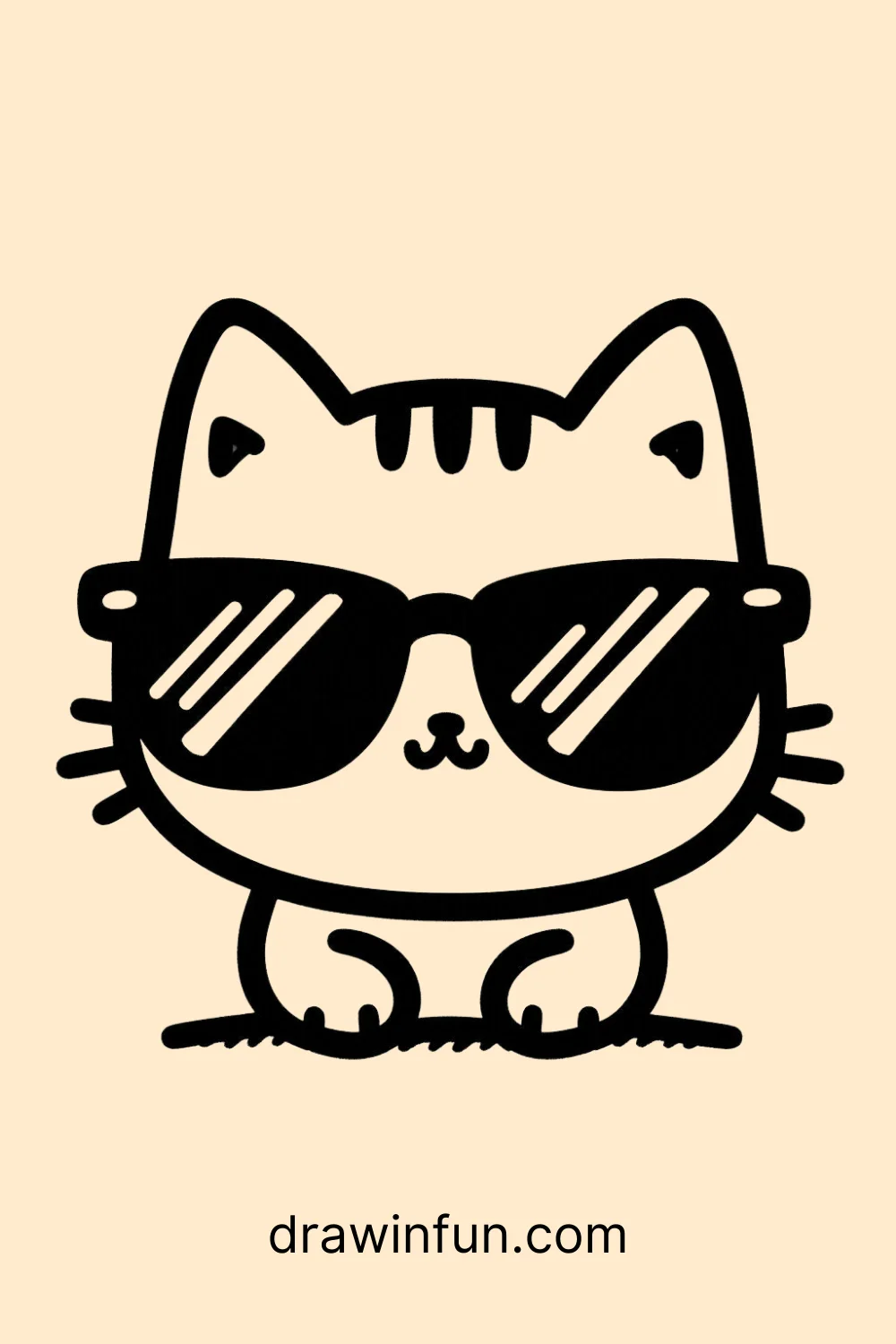 Cat with Sunglasses easy drawing