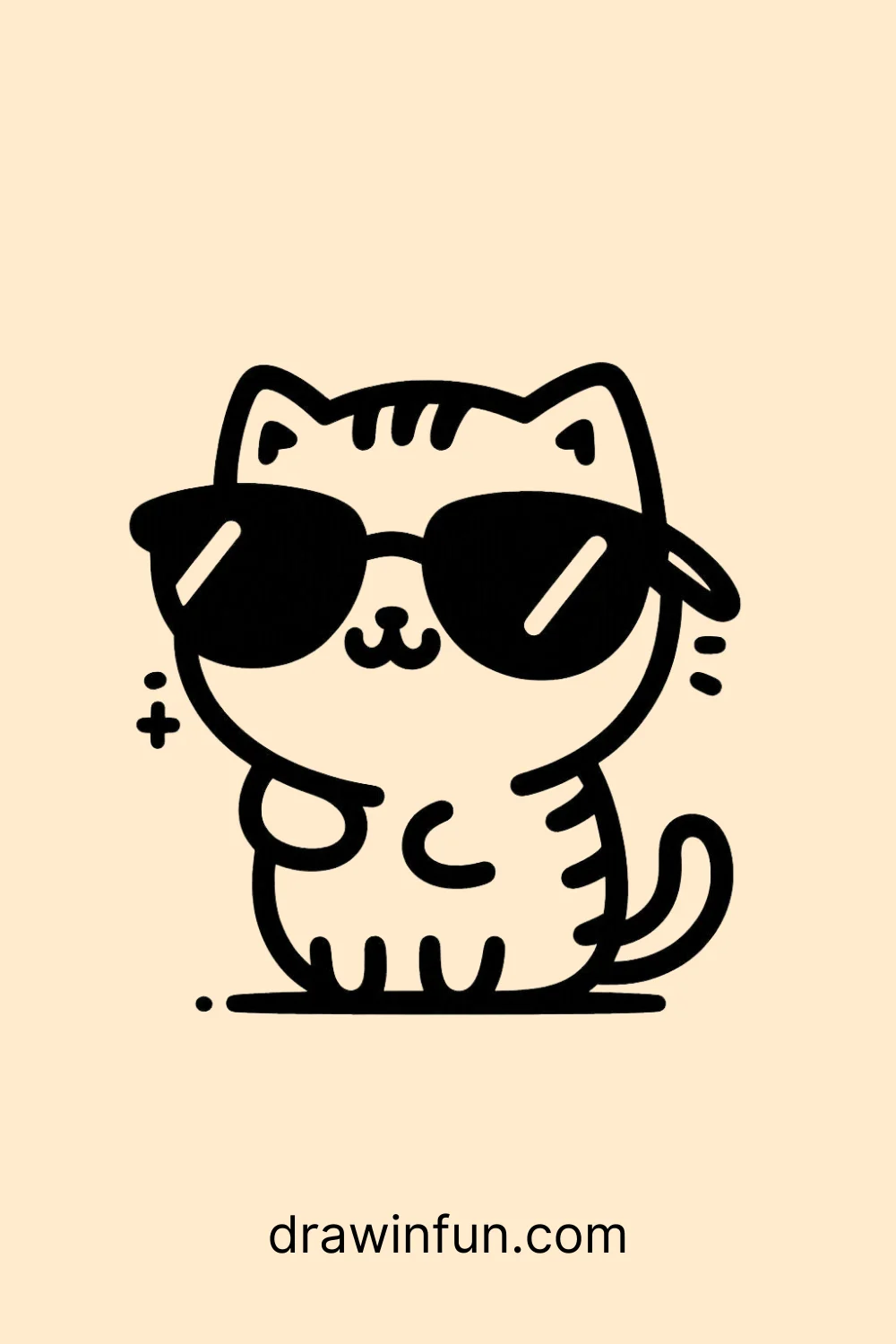 Cat with Sunglasses easy drawing