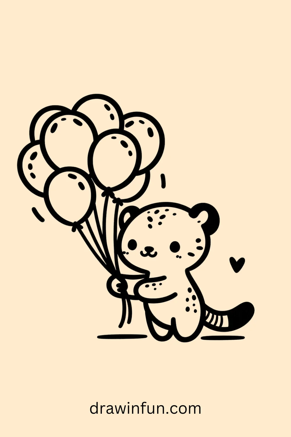 Cheetah with Balloons easy drawing