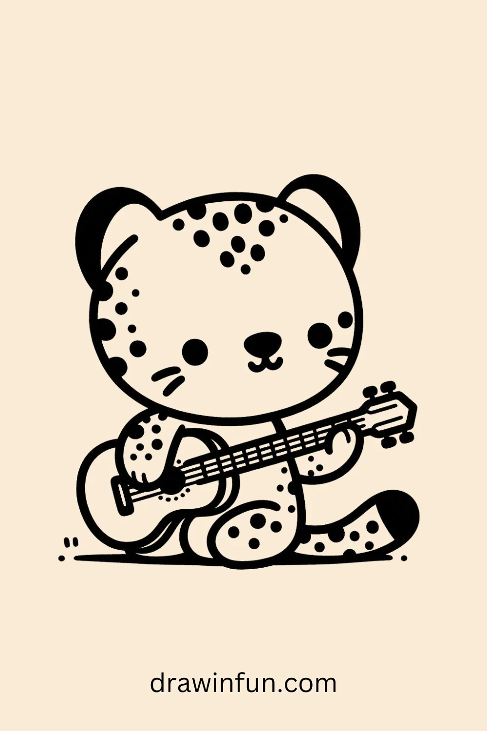 Cheetah with a Guitar easy drawing