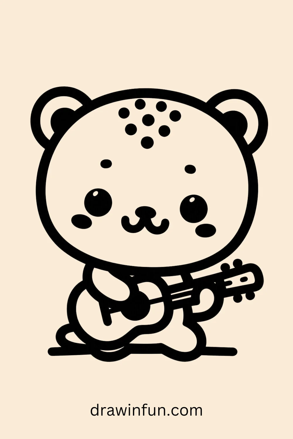 Cheetah with a Guitar easy drawing