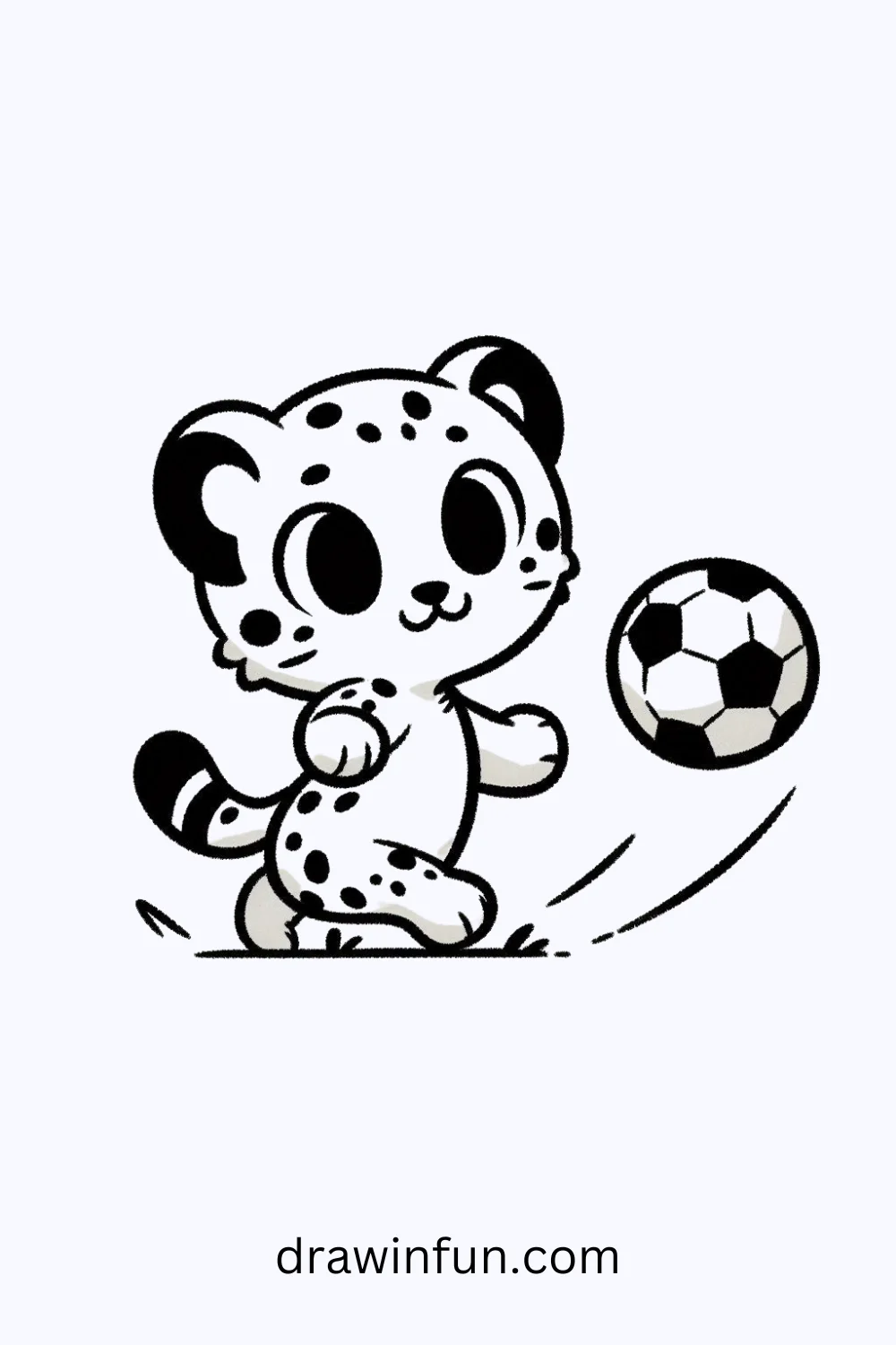 Cheetah with a Soccer Ball easy drawing