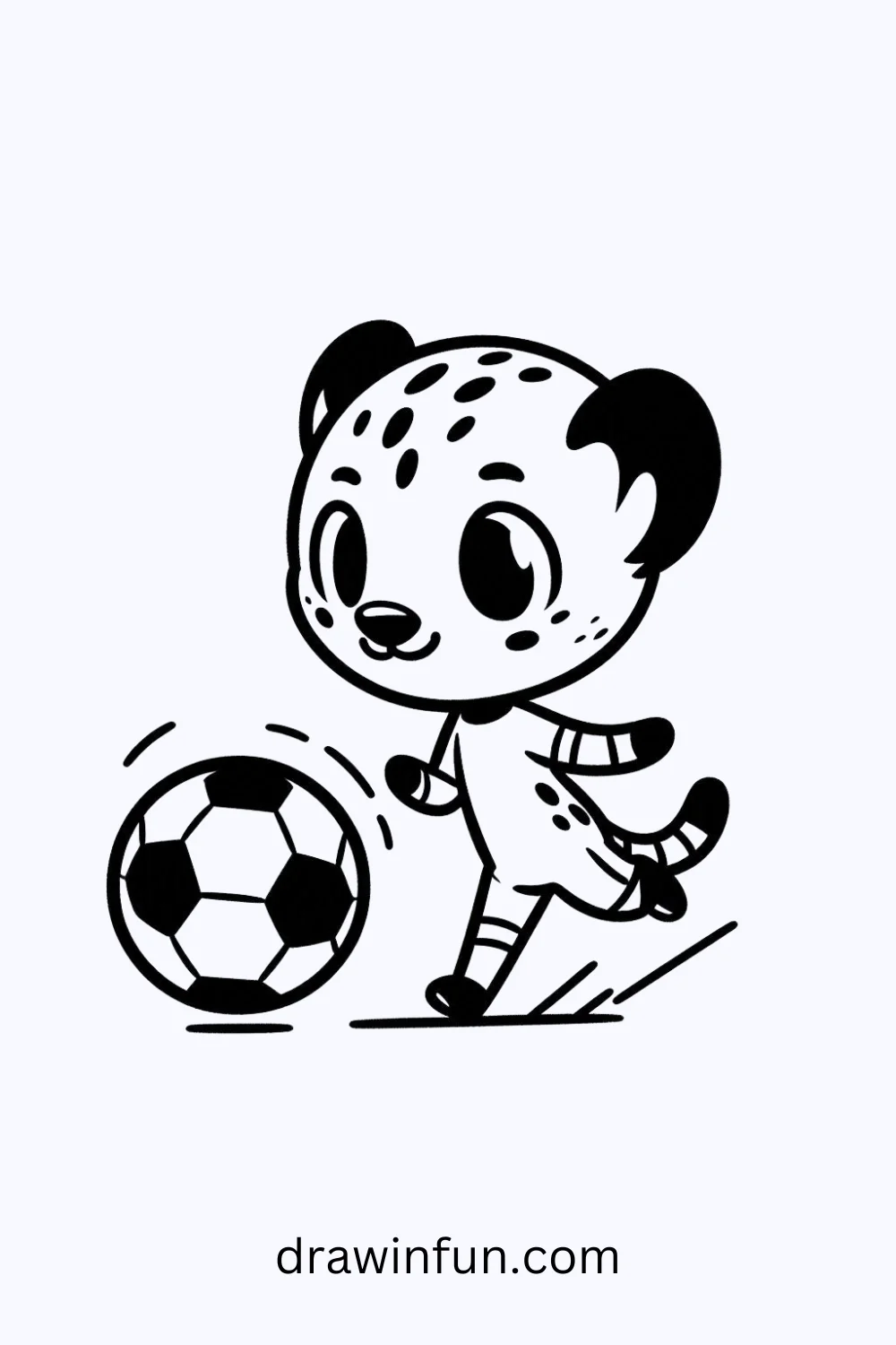 Cheetah with a Soccer Ball easy drawing