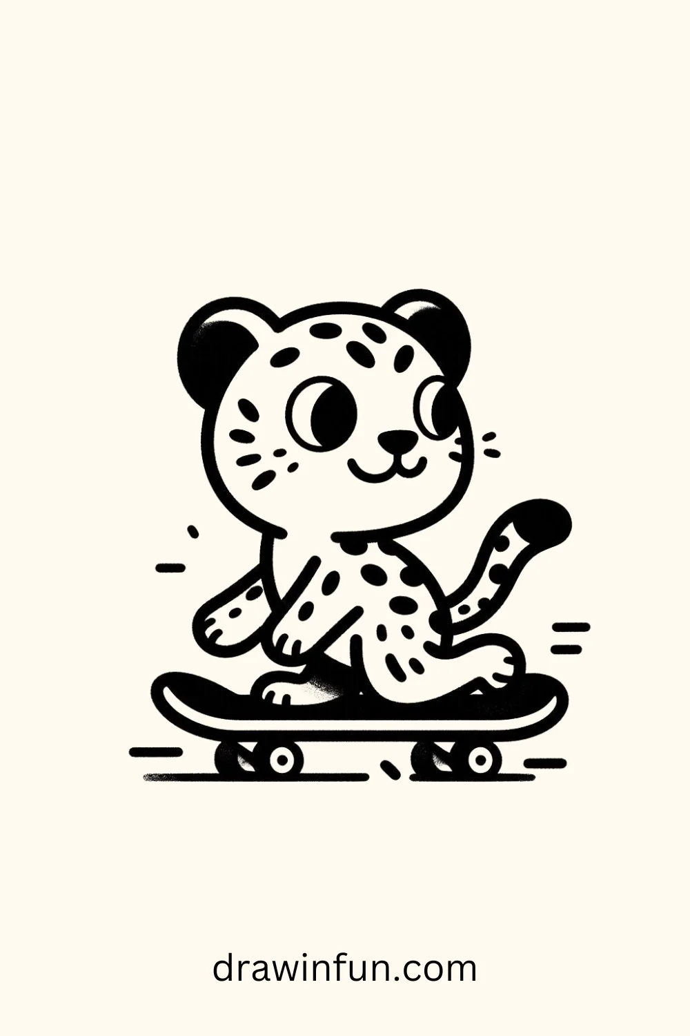 Cheetah with a Skateboard easy drawing