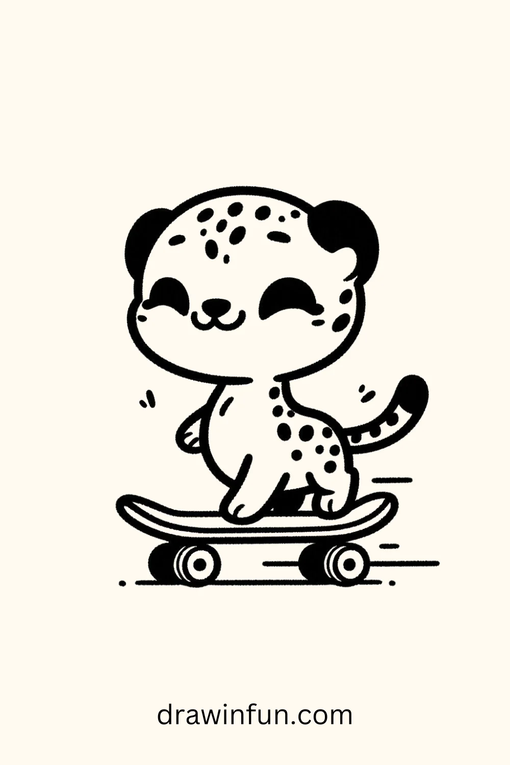 Cheetah with a Skateboard easy drawing