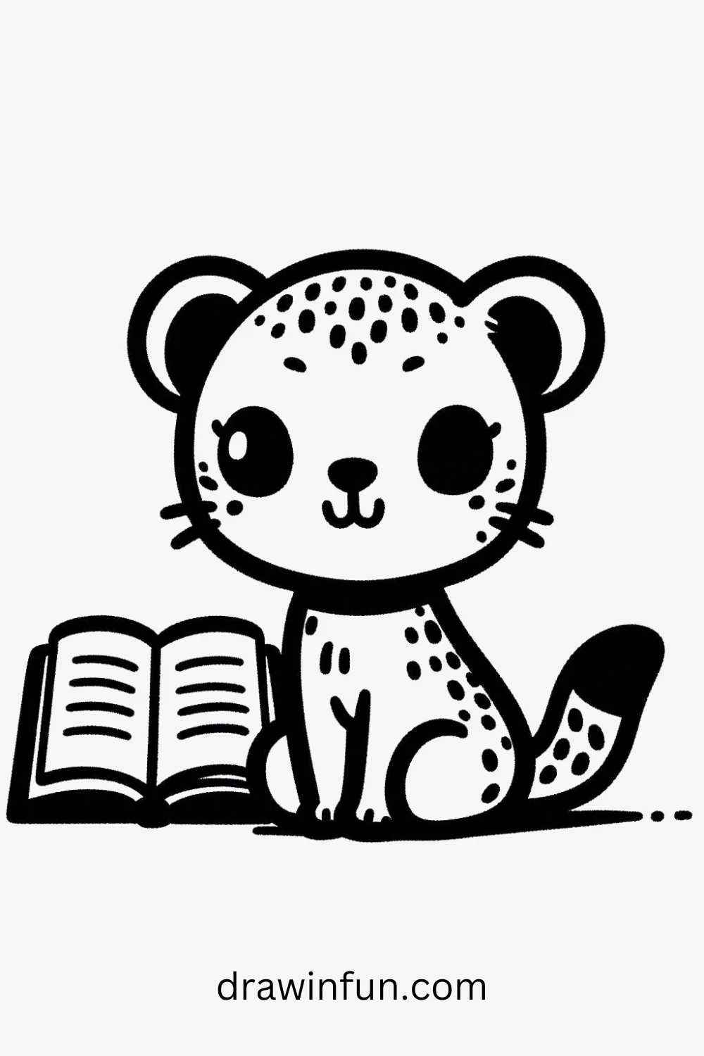 Cheetah with a Book easy drawing