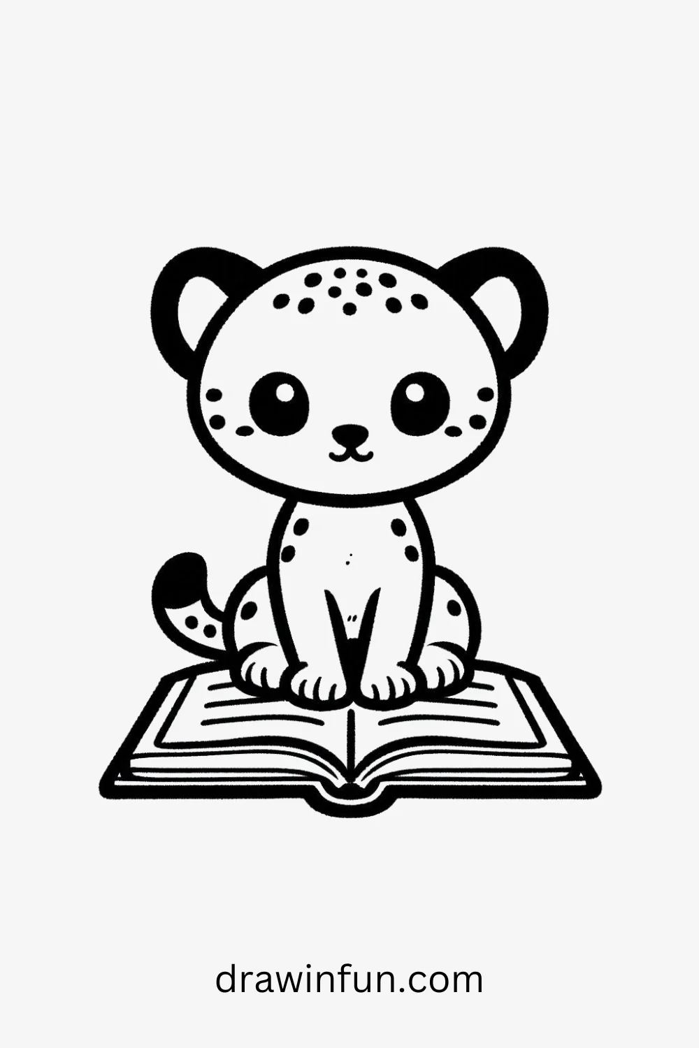 Cheetah with a Book easy drawing