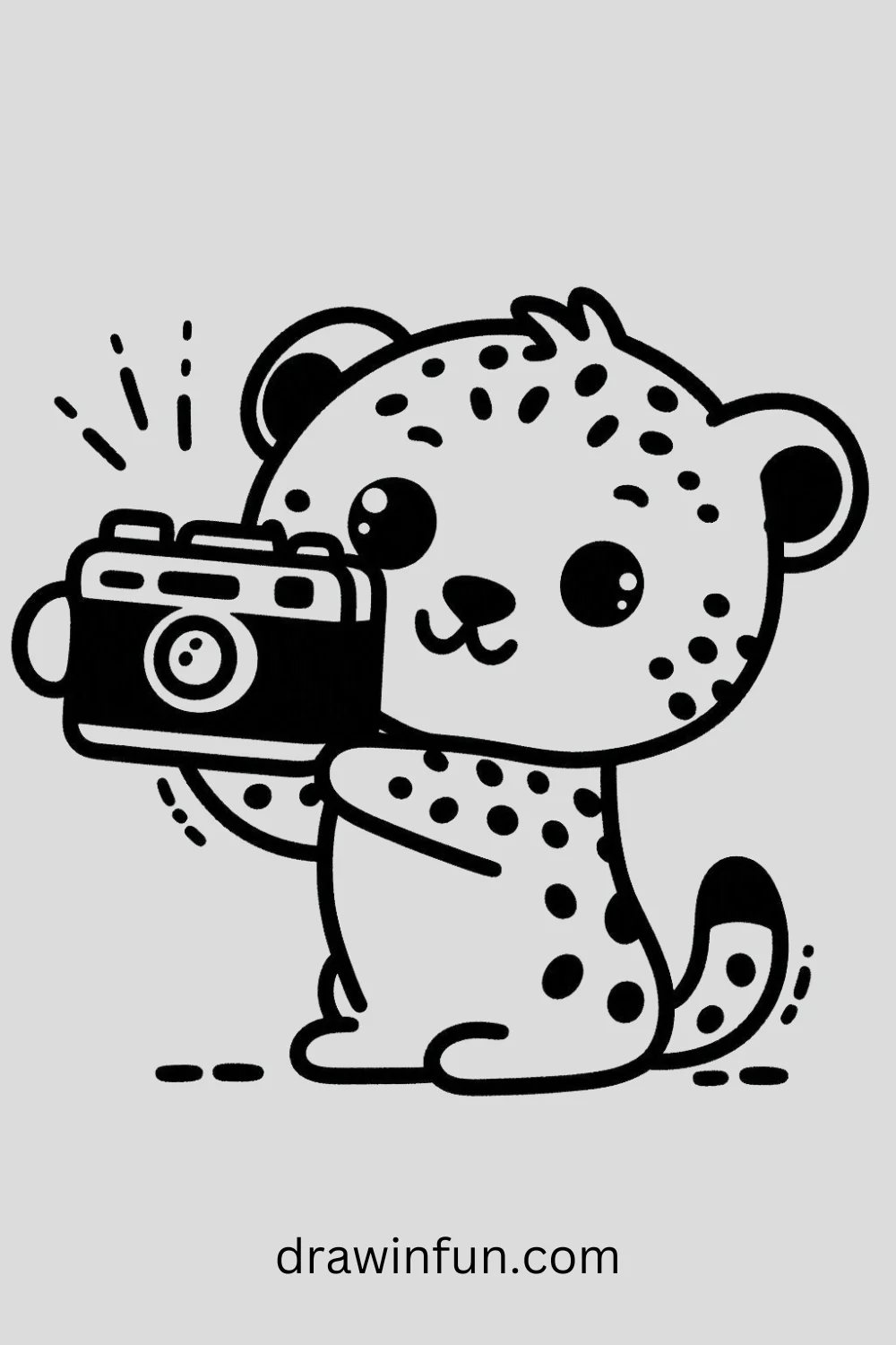 Cheetah with a Camera easy drawing