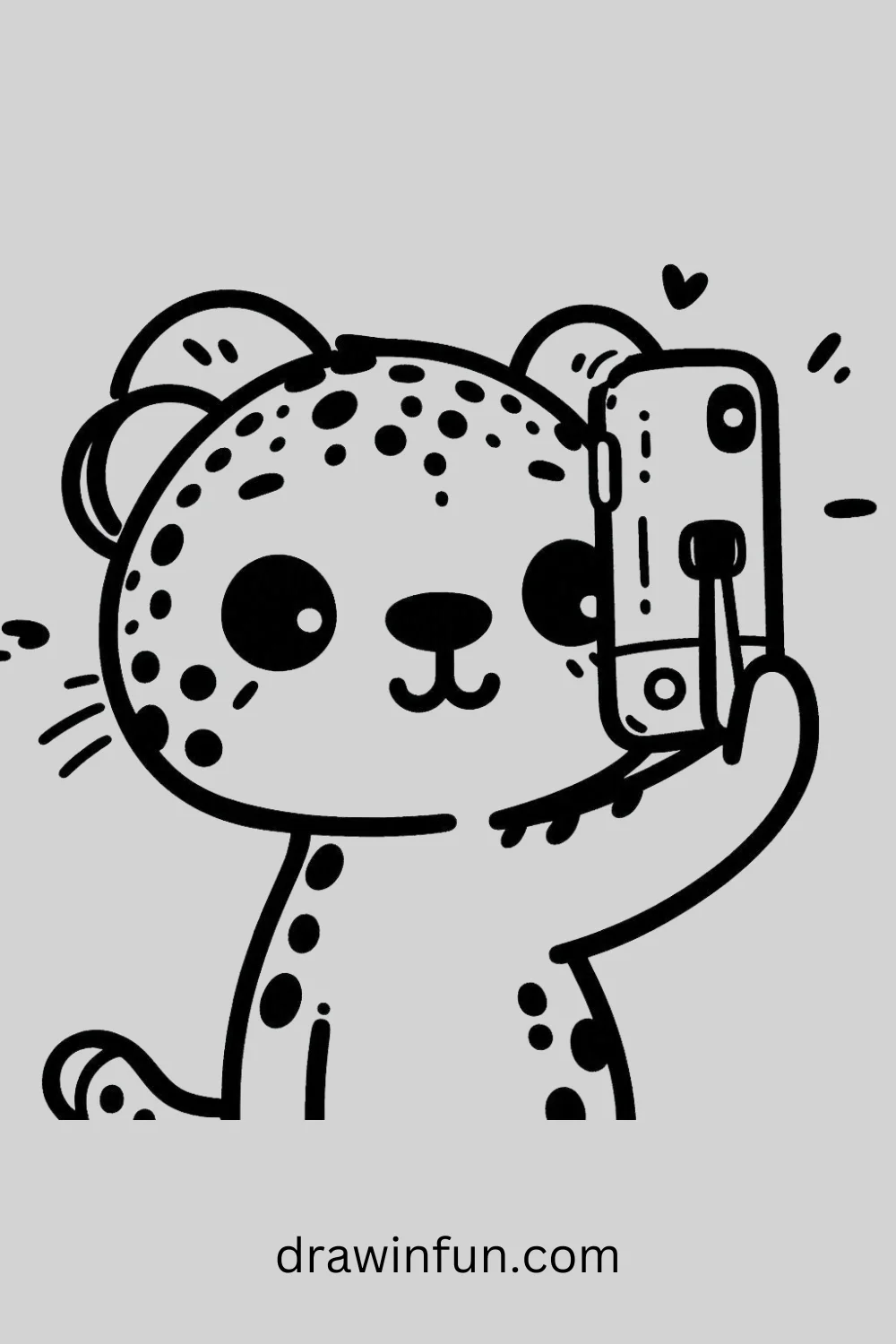 Cheetah with a Smartphone easy drawing