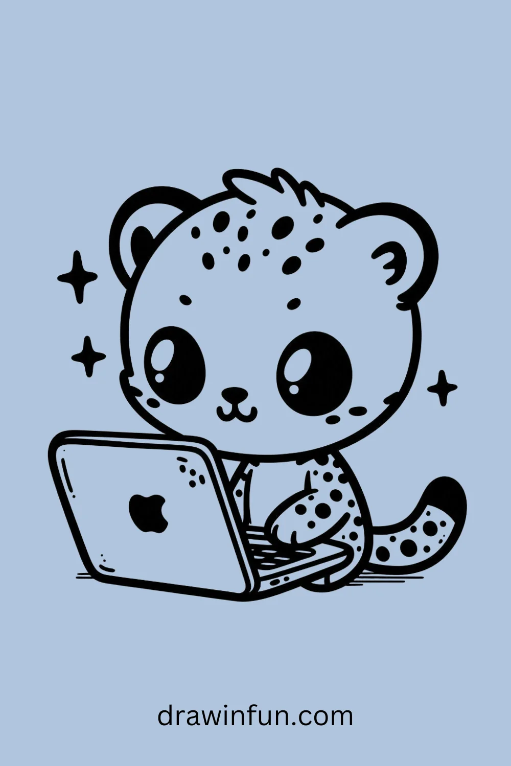 Cheetah with a Laptop easy drw