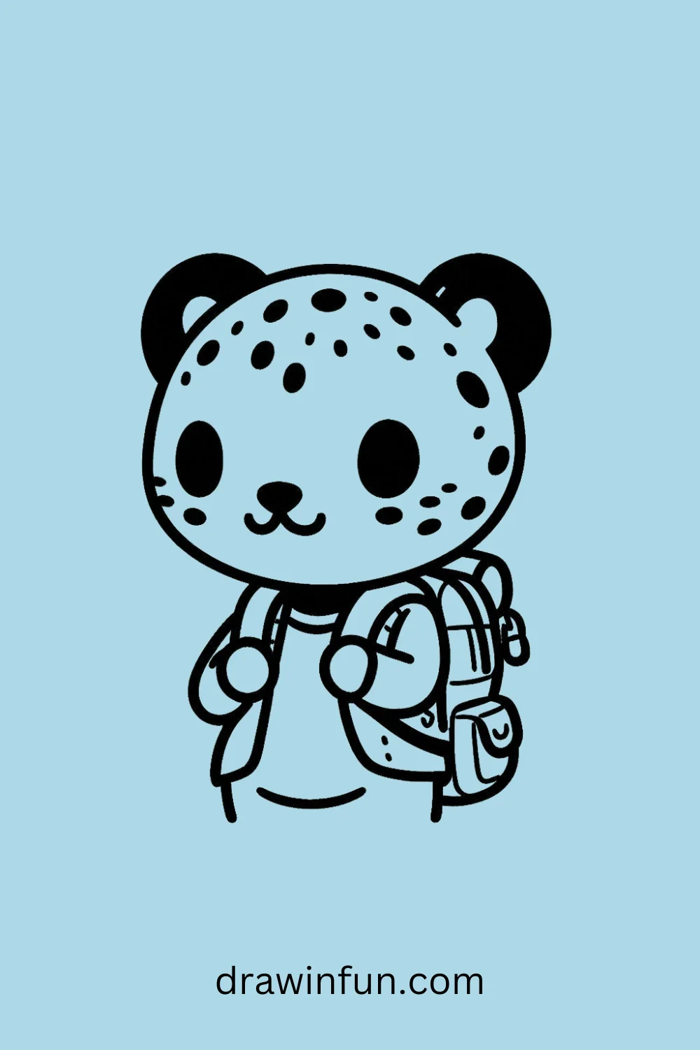 Cheetah with a Backpack easy drawing