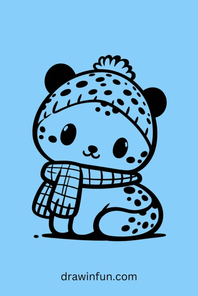 Cheetah with a Scarf easy drawing