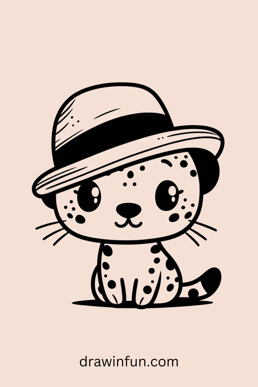 Cheetah with a Hat easy drawing