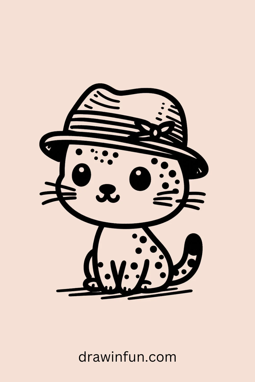 Cheetah with a Hat easy drawing