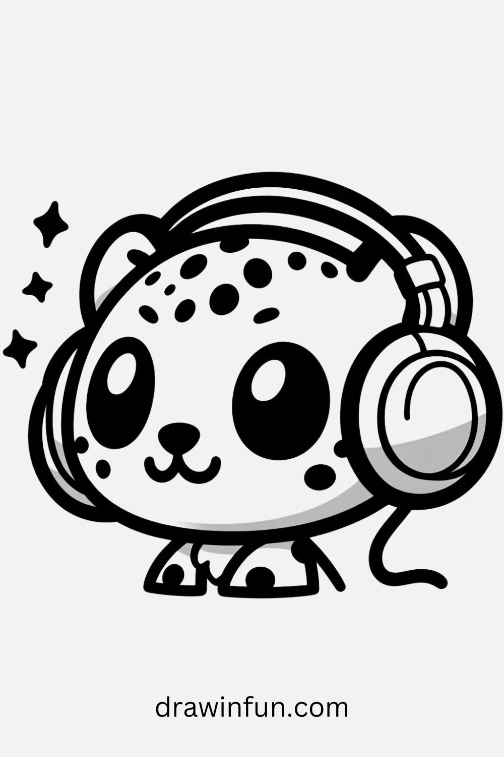 Cheetah with Headphones easy drawing