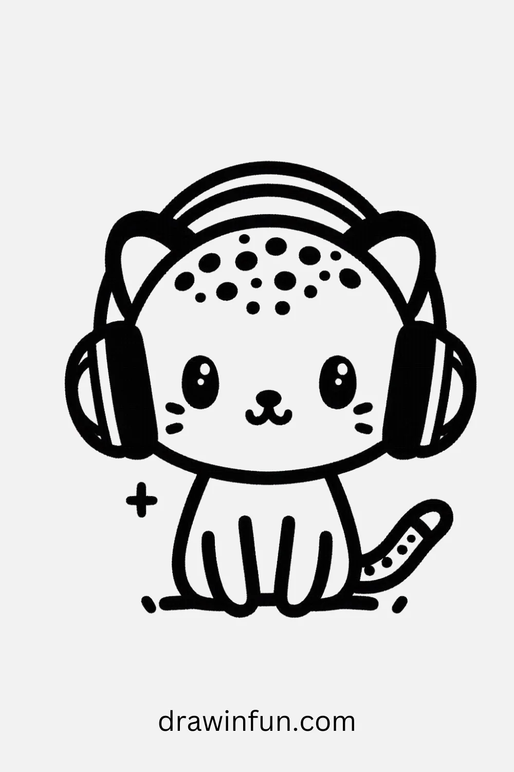 Cheetah with Headphones easy drawing