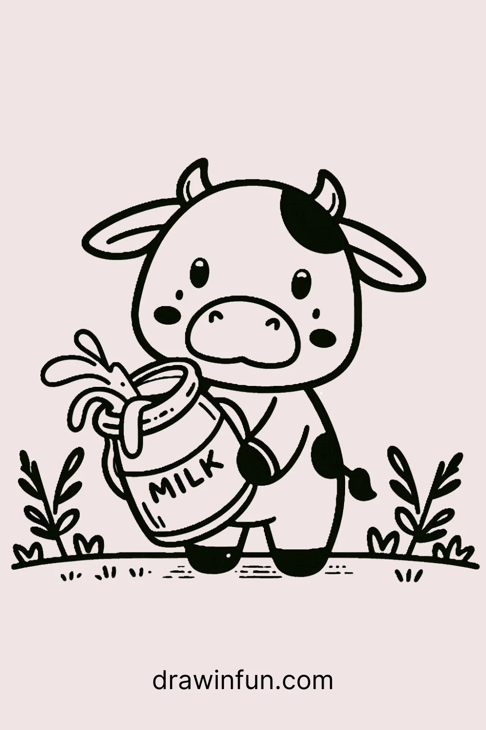 Cow with a Milk Jug easy drawing