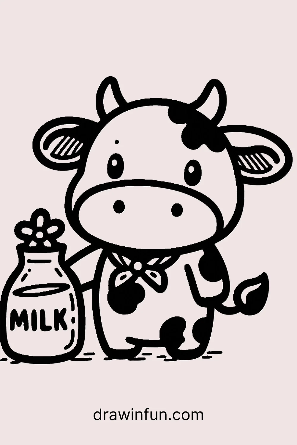 Cow with a Milk Jug easy drawing