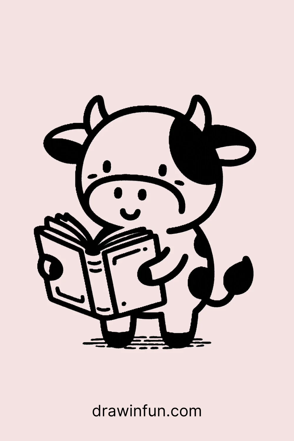 Cow with a Book easy drawing