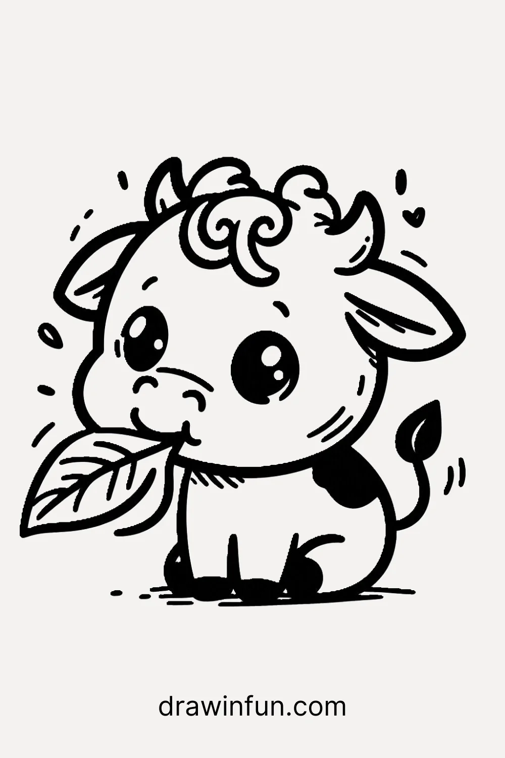 Cow with a Leaf easy drawing