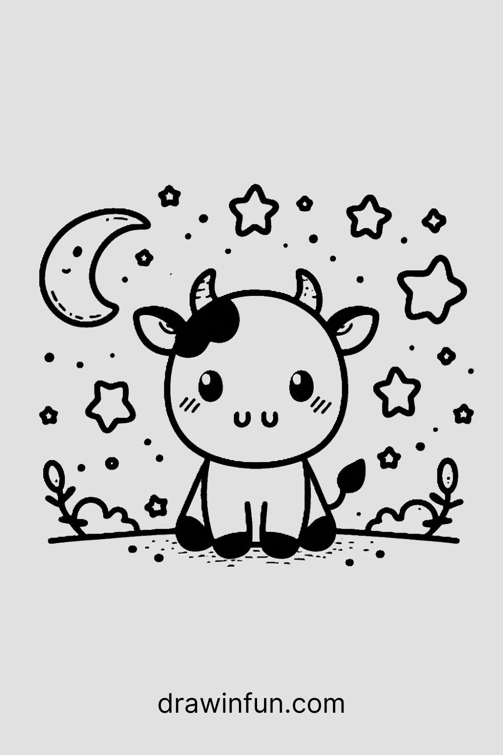 Cow with Stars easy drawing