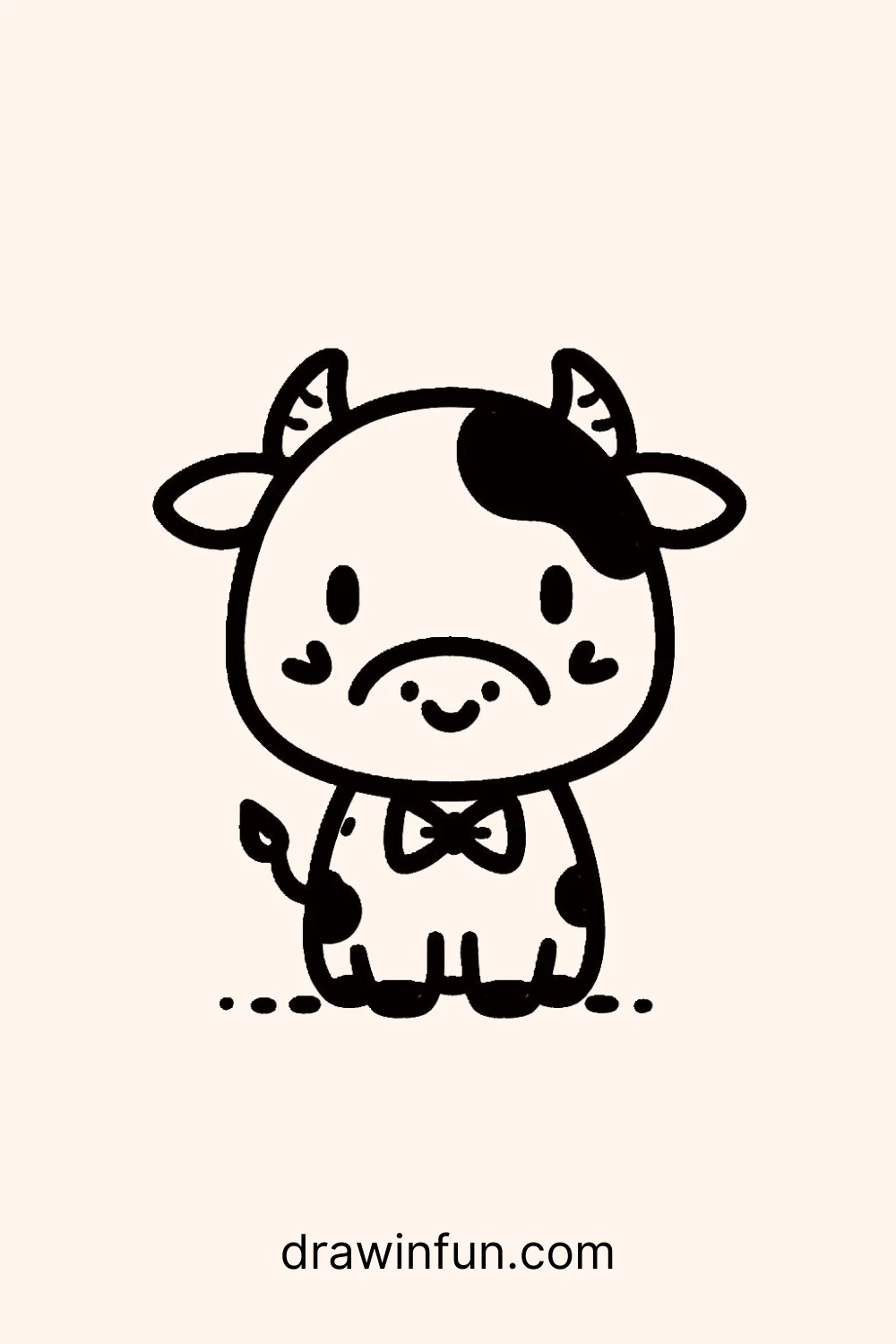 Cow with a Bowtie easy drawing