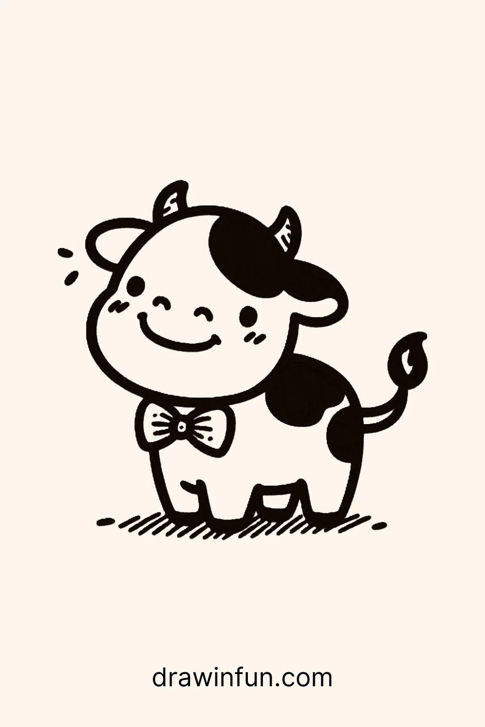 Cow with a Bowtie easy drawing