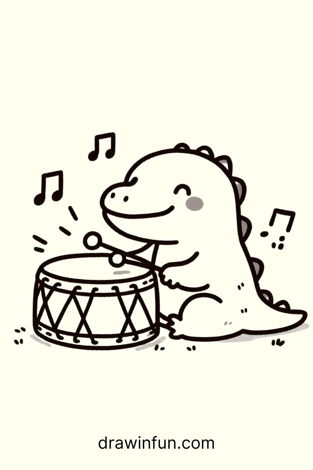 Crocodile with a Drum easy drawing