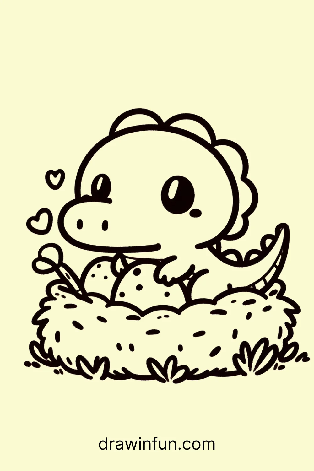 Crocodile with a Nest of Eggs easy drawing