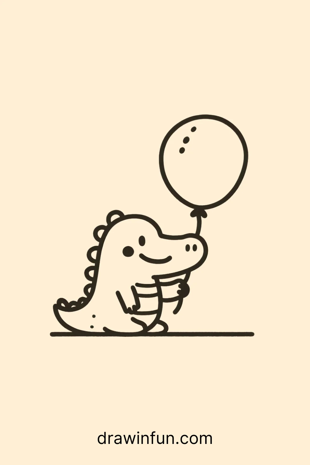 Crocodile with a Balloon easy drawing