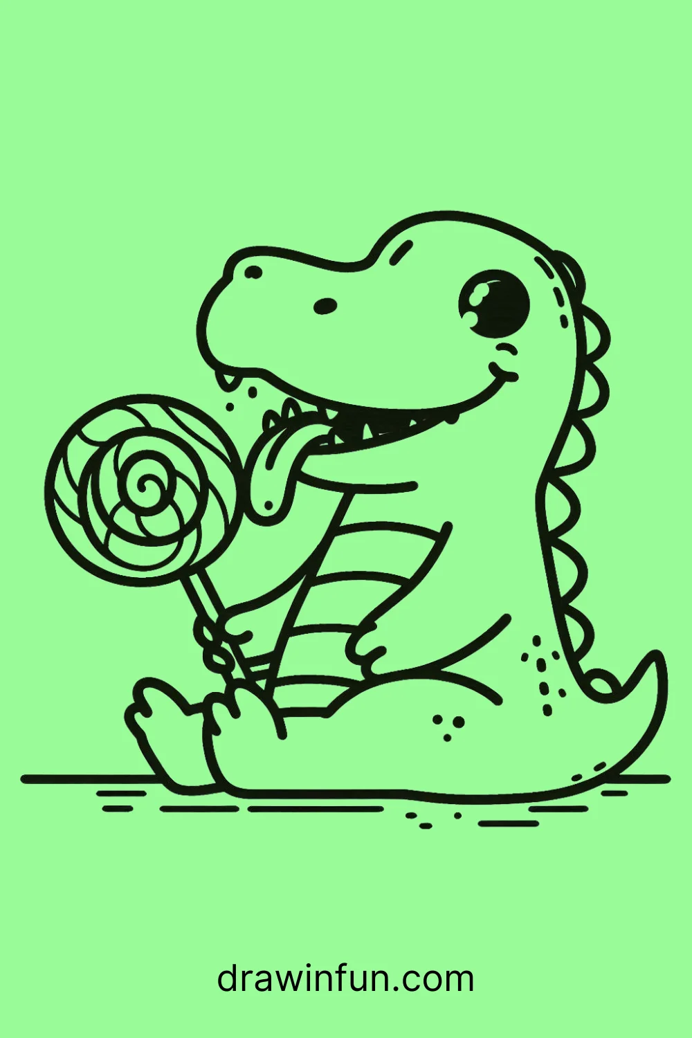 Crocodile with a Lollipop easy drawing