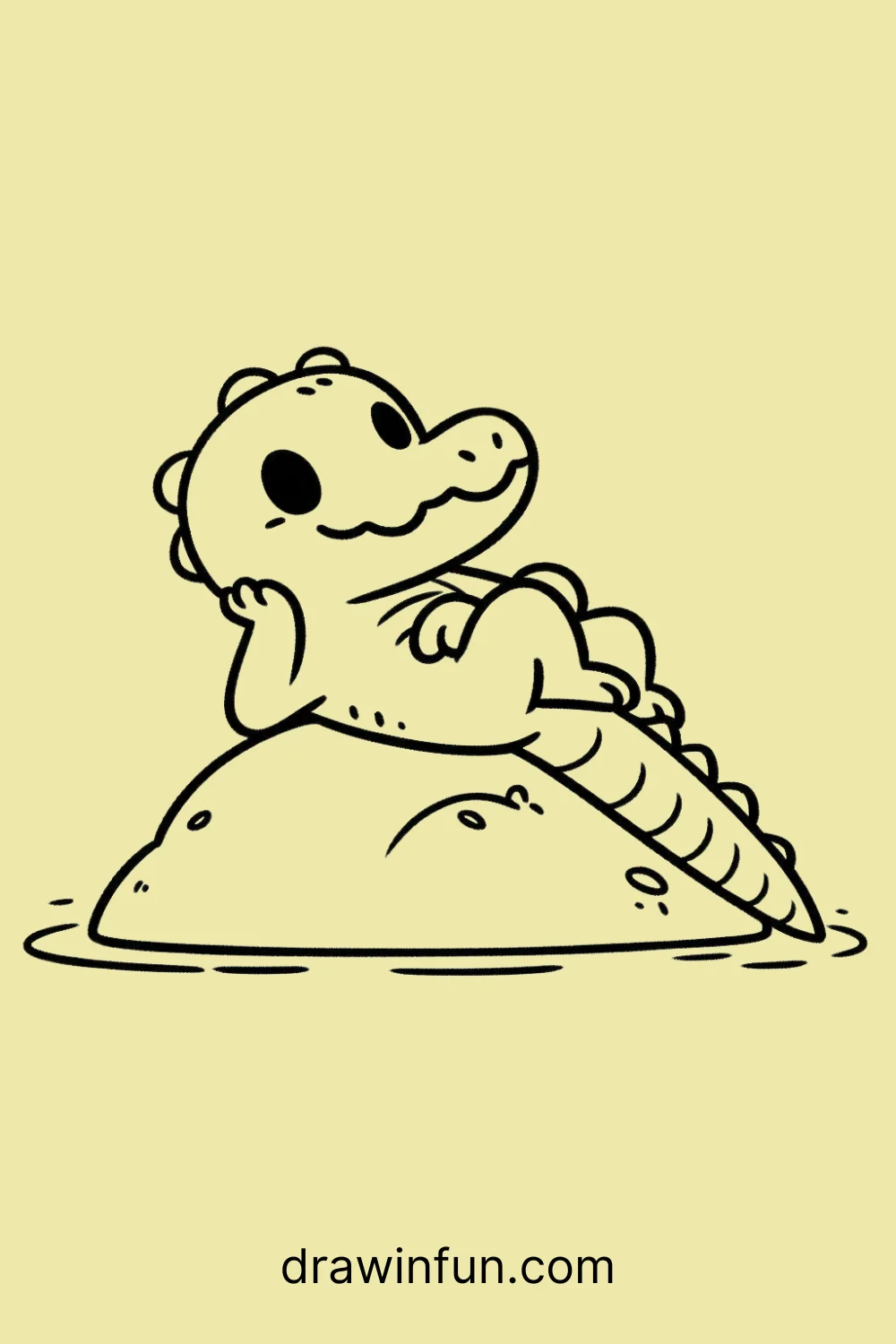 Crocodile on a Rock easy drawing