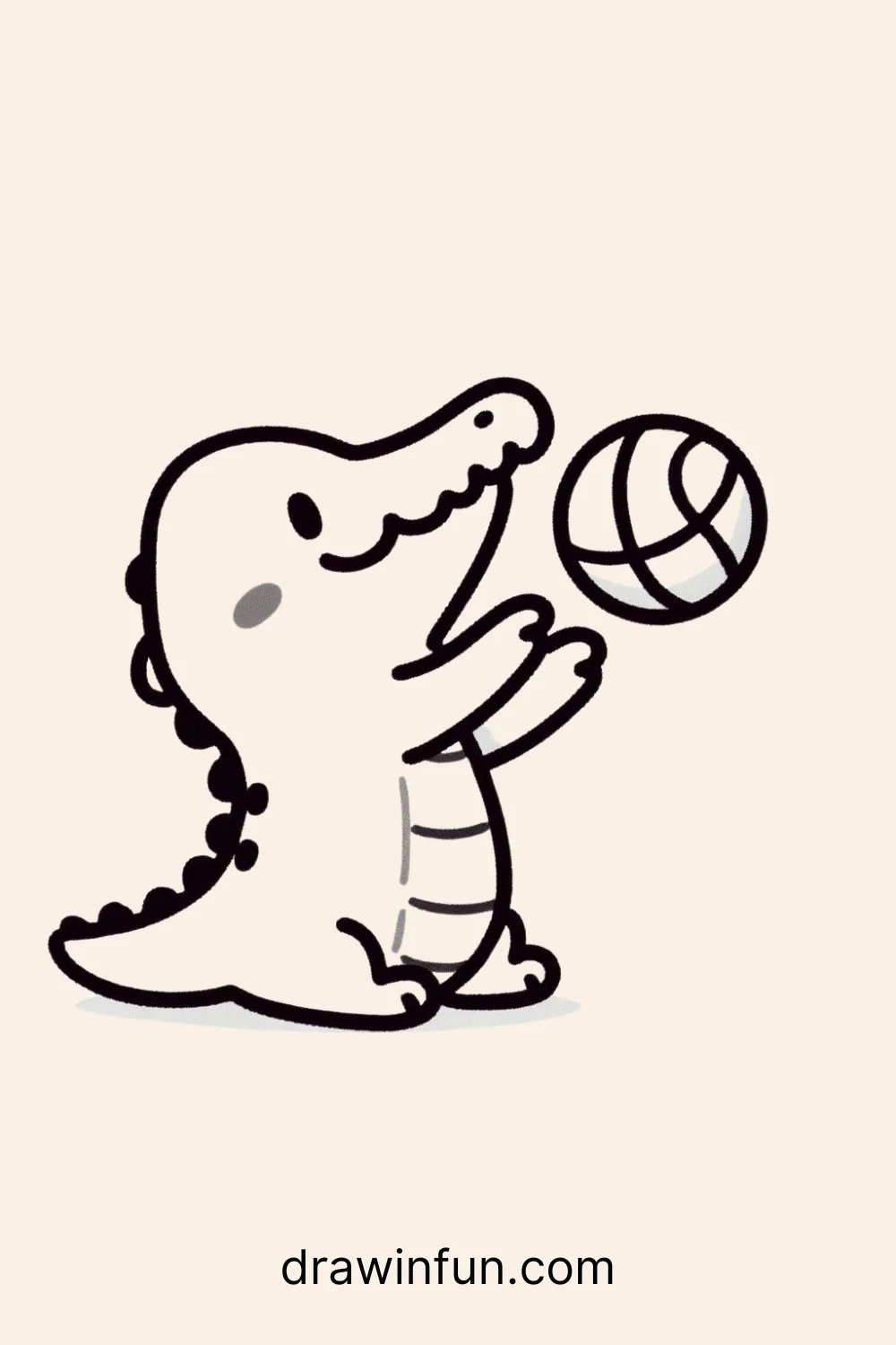 Crocodile Playing with a Ball easy drawing