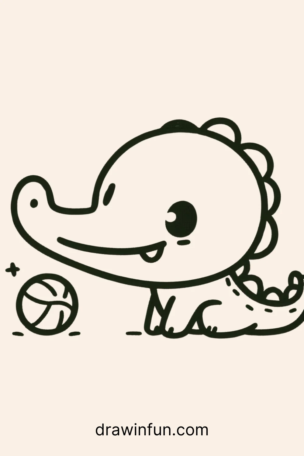 Crocodile Playing with a Ball easy drawing