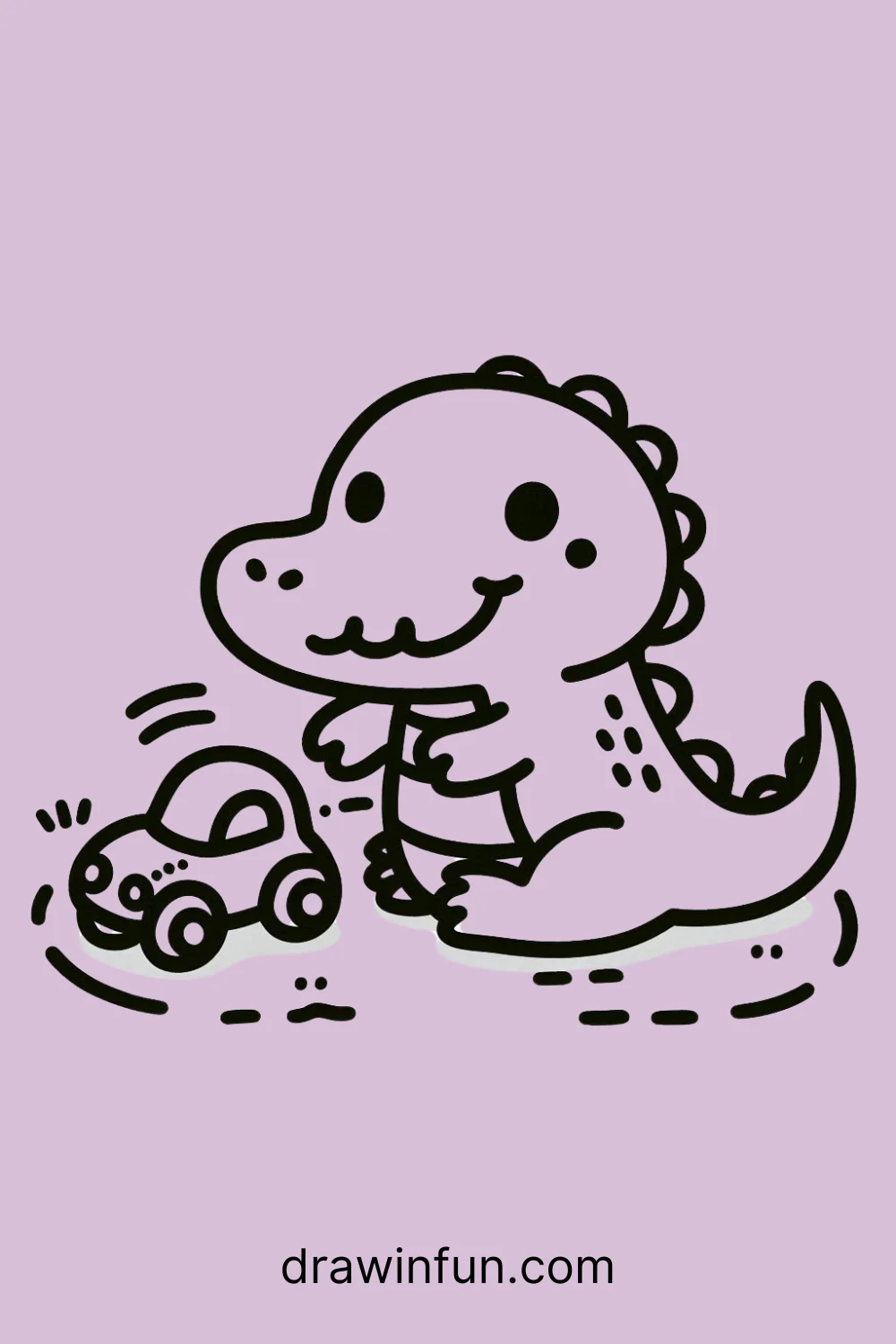 Crocodile with a Toy Car easy drawing