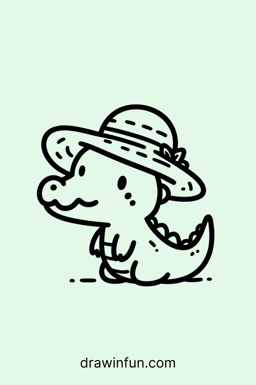 Crocodile with a Sun Hat easy drawing