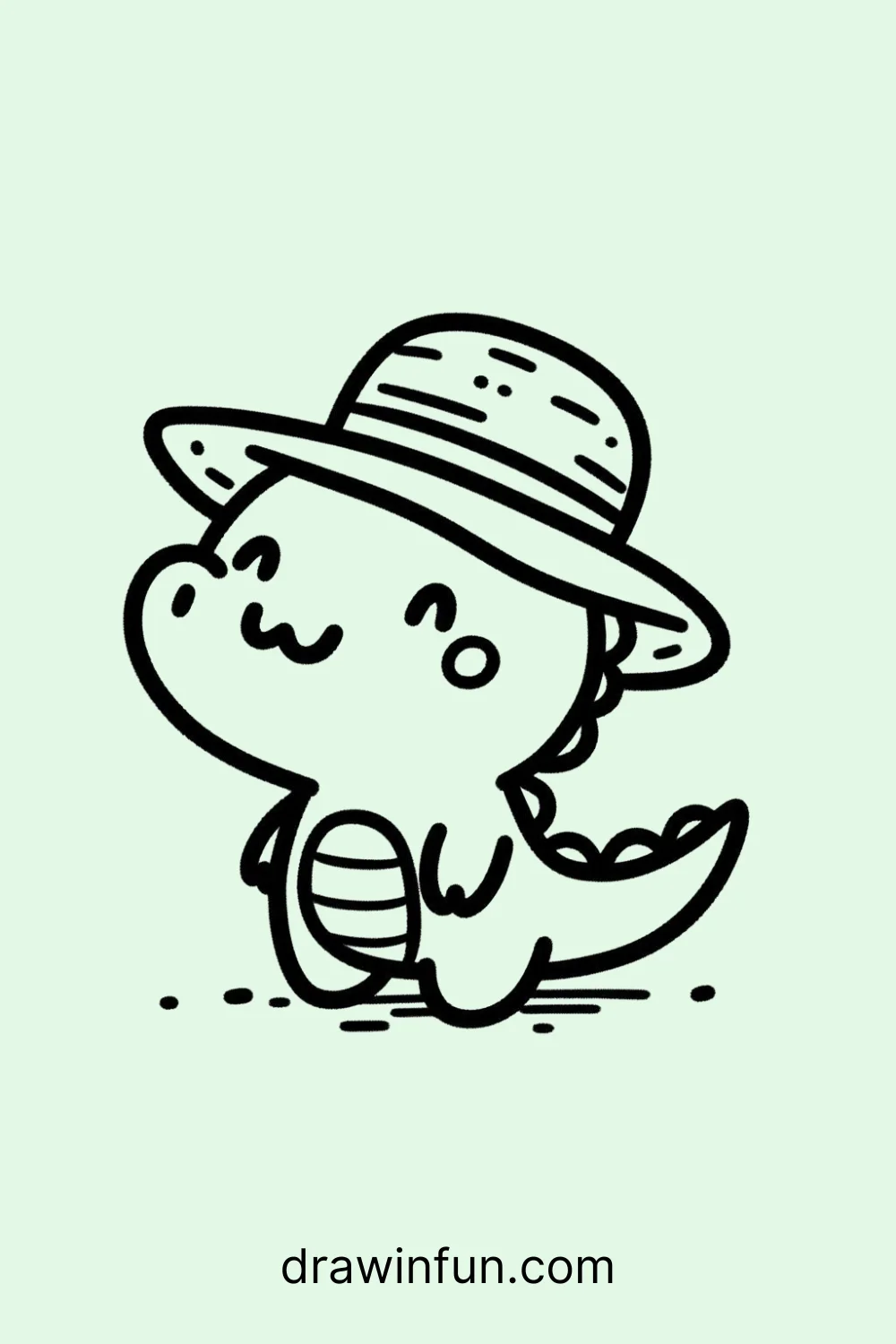 Crocodile with a Sun Hat easy drawing