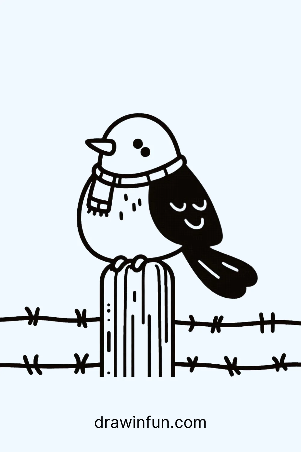 Crow on a Fence easy drawing