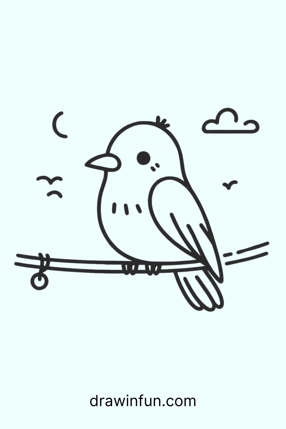 Crow on a Telephone Wire easy drawing