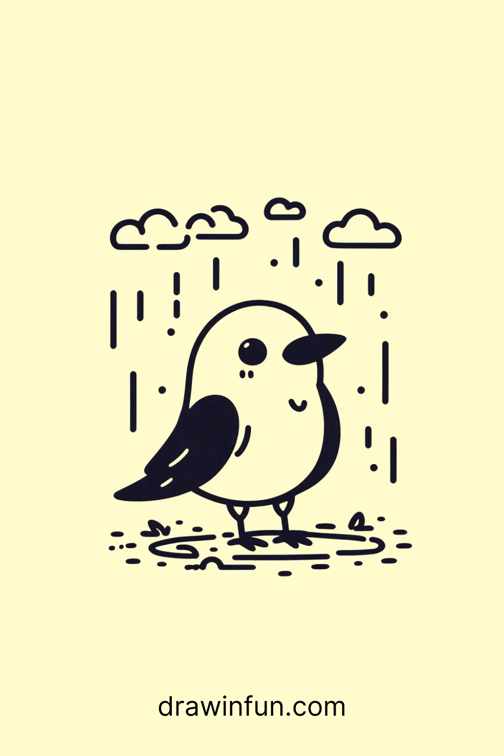 Crow in the Rain easy drawing